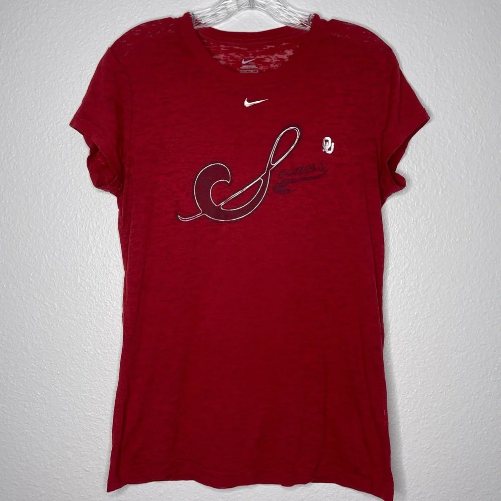 Nike Oklahoma Sooners‎ Red Burnout T Shirt Size L